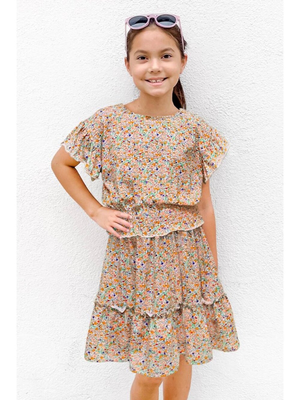 Girl's 2 pc Floral Skirt Set